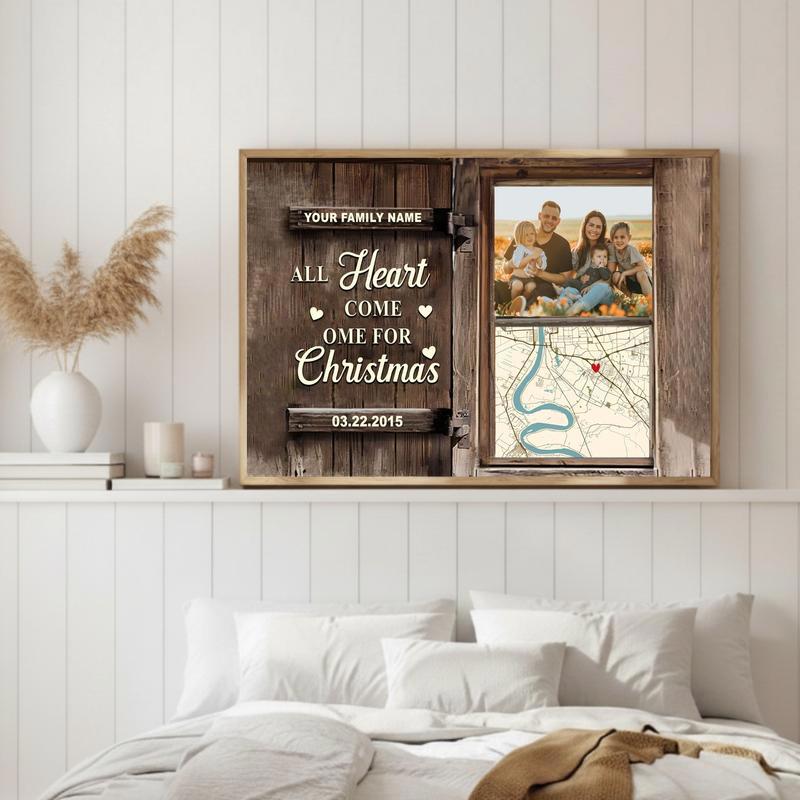 Christmas Home Map Family Photo & Memory Canvas Print