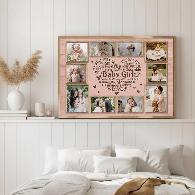 Baby Shower Gift - Custom Baby Girl Photo Milestone Canvas