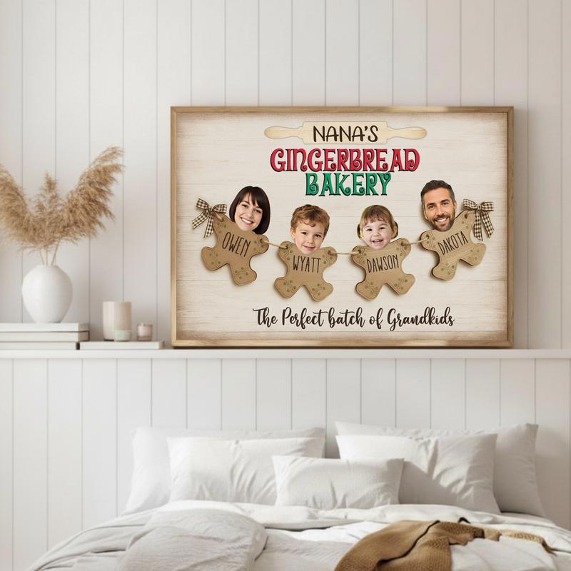 Baking Christmas Magic - Grandkids Personalized Photo Name Canvas