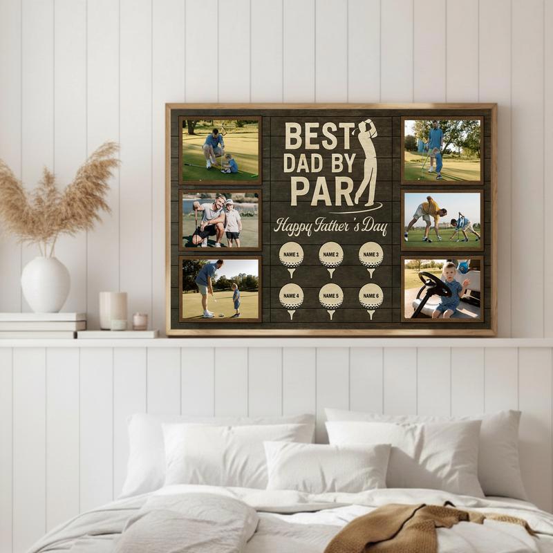Best Dad By Par Personalized Golf Gift With Kids' Names Canvas