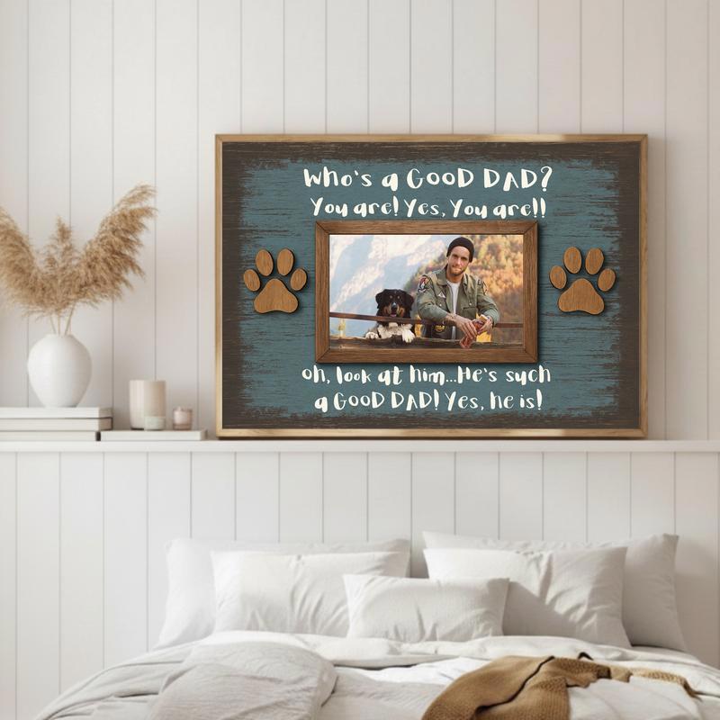 Best Dog Dad Ever - Funny Personalized Photo Keepsake Canvas