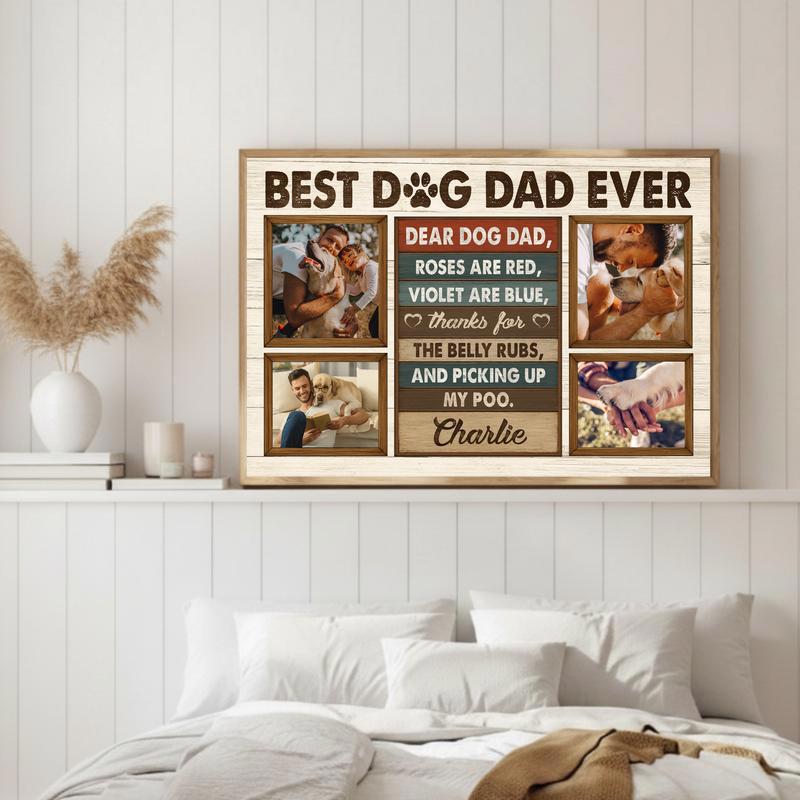 Best Dog Dad Photo Collage - Personalized Father's Day Canvas