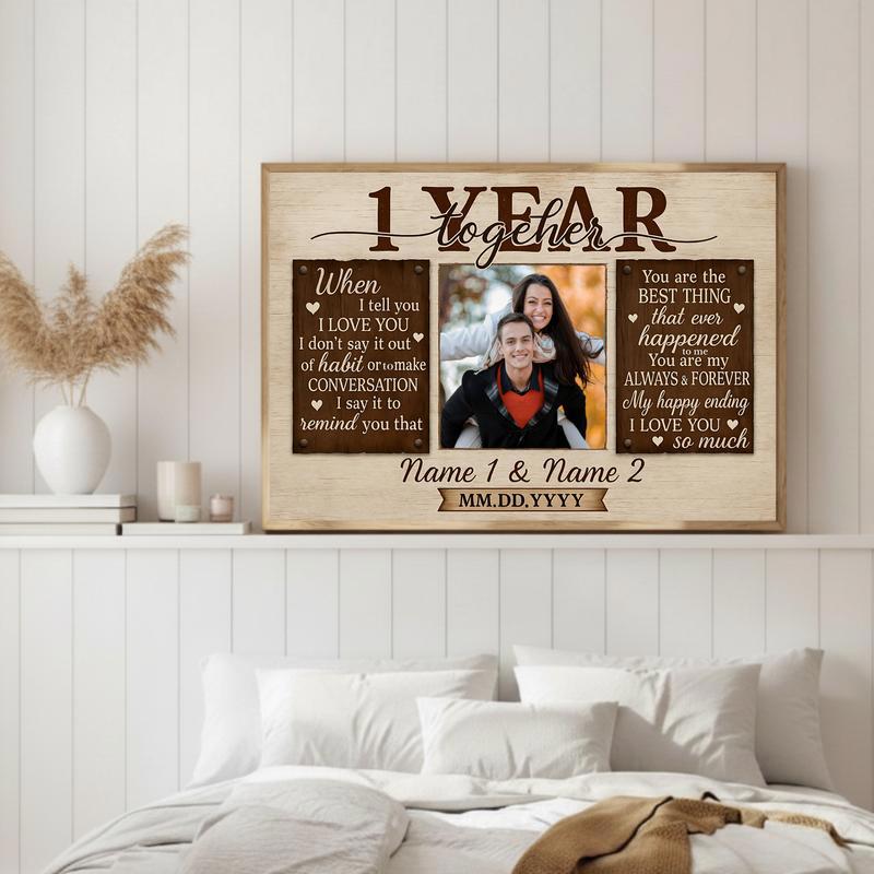 Celebrate 1 Year - Custom Photo Keepsake For The Couple Canvas