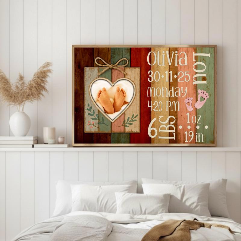 Cherish Baby's Birth - Custom Photo Keepsake & Stats Canvas