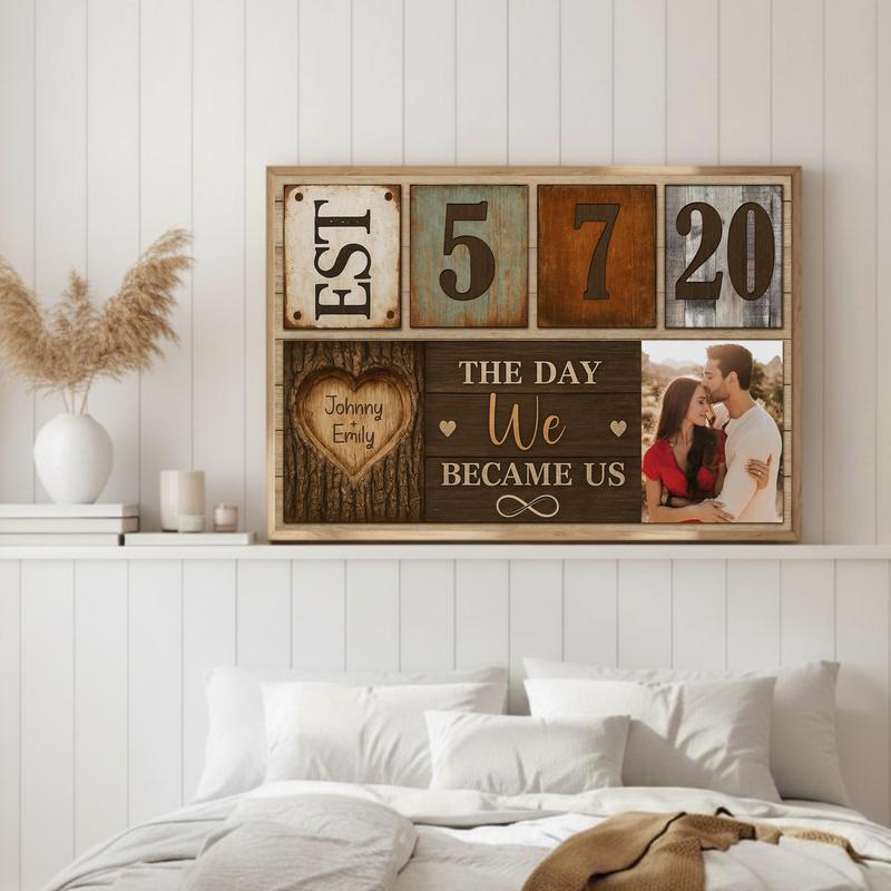 Cherish Couple Milestone - Custom Established Year Photo Canvas
