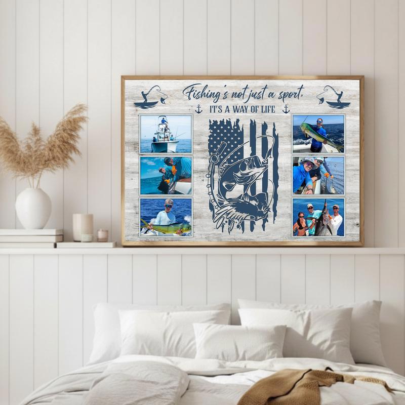 Cherish His Best Catches - Custom Fisherman Photo Keepsake Canvas
