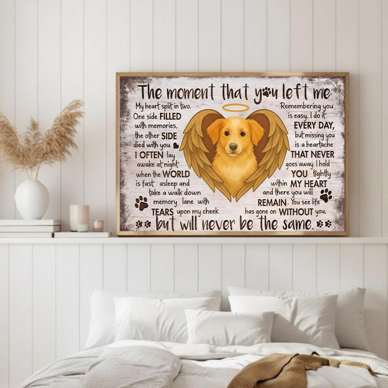 Cherish The Moment - A Rustic Farmhouse Dog Memorial Canvas