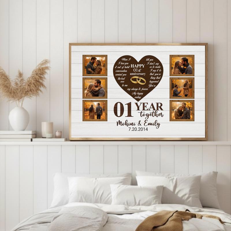 Cherish Your First Year - Personalized Rustic Photo Collage Canvas
