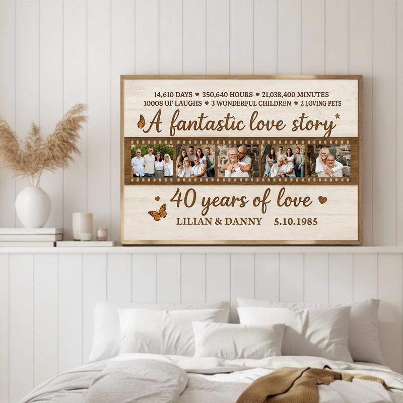 Cherished 40-Year Ruby Anniversary Gift Photo Collage Canvas