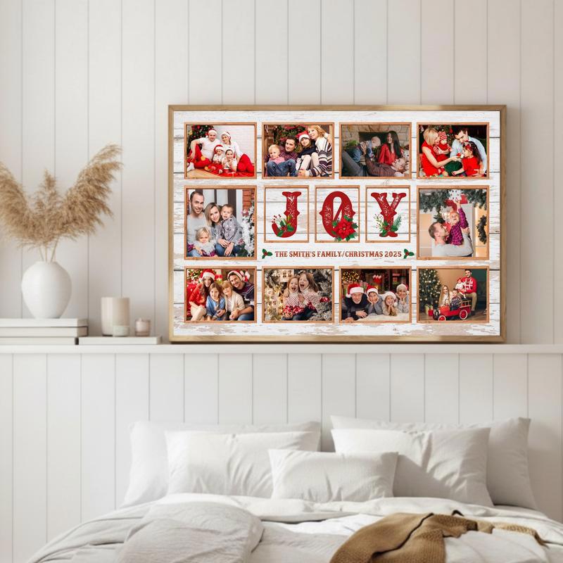 Christmas Gifts - Personalized Family JOY Photo Collage Canvas