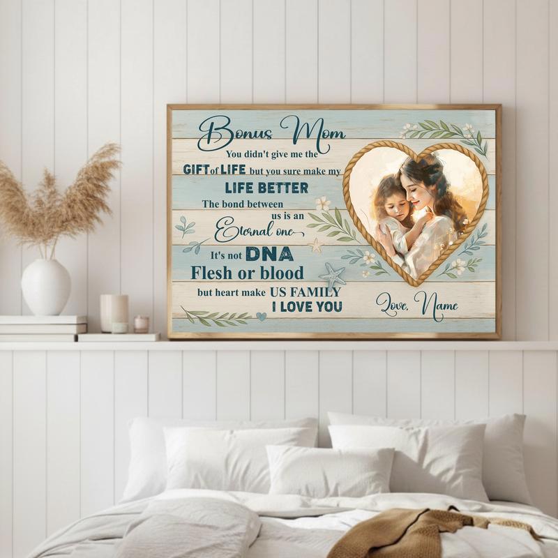 Coastal Farmhouse Wall Art Gift For Stepmom Personalized Canvas