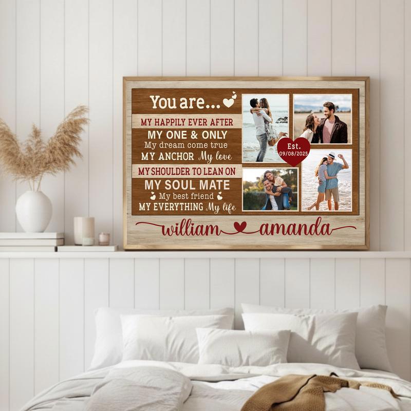 Custom My Happily Ever After Photo Collage Canvas Anniversary