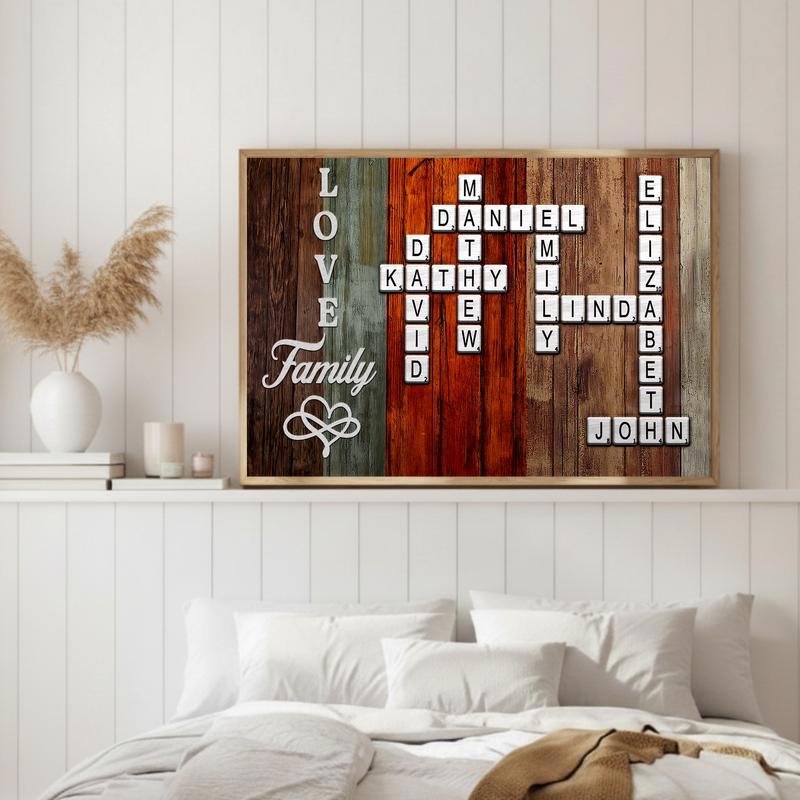 Custom Name Crossword Scrabble Art - Family Legacy Keepsake Canvas