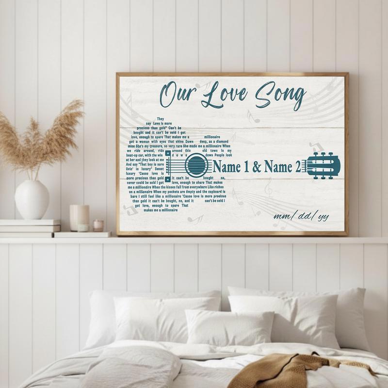 Custom Names & Date, Romantic Guitar - Our Love Song Canvas