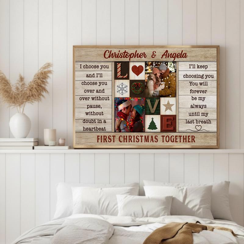Custom Newlywed Photo Canvas - First Christmas Together Keepsake