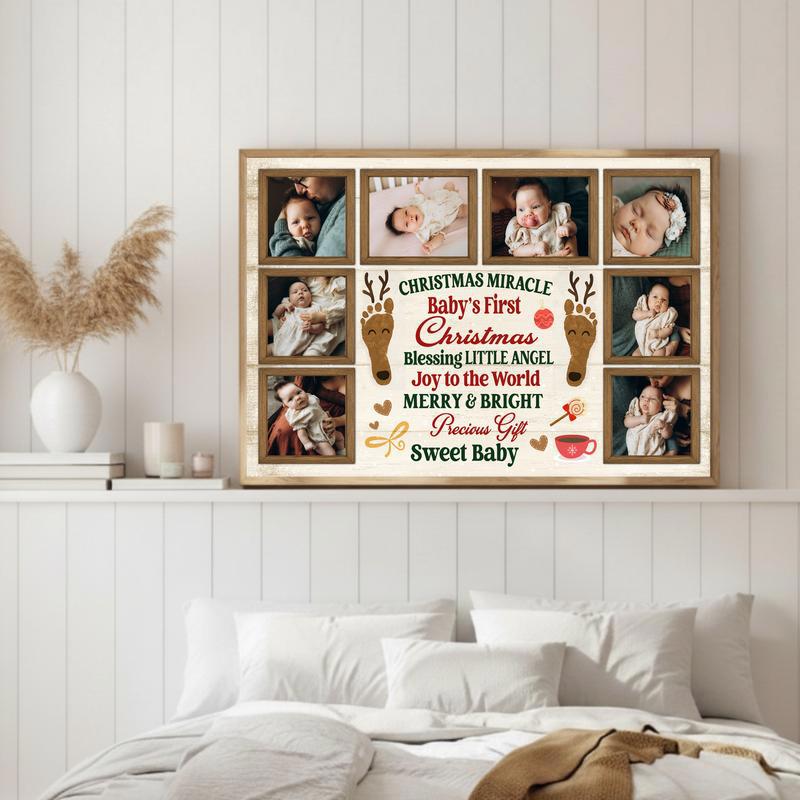 Custom Photo Collage - Baby’s First Christmas Keepsake Canvas