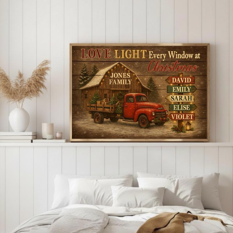 Custom Rustic Christmas Art - A Family Keepsake Farmhouse Canvas