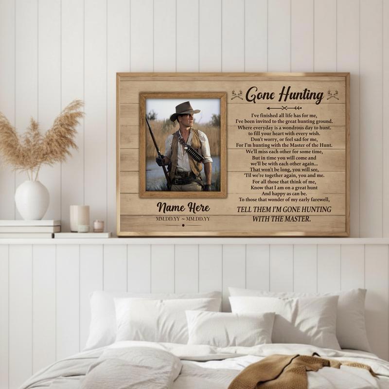 Custom Sympathy Gift & Keepsake - Gone Hunting Memorial Canvas