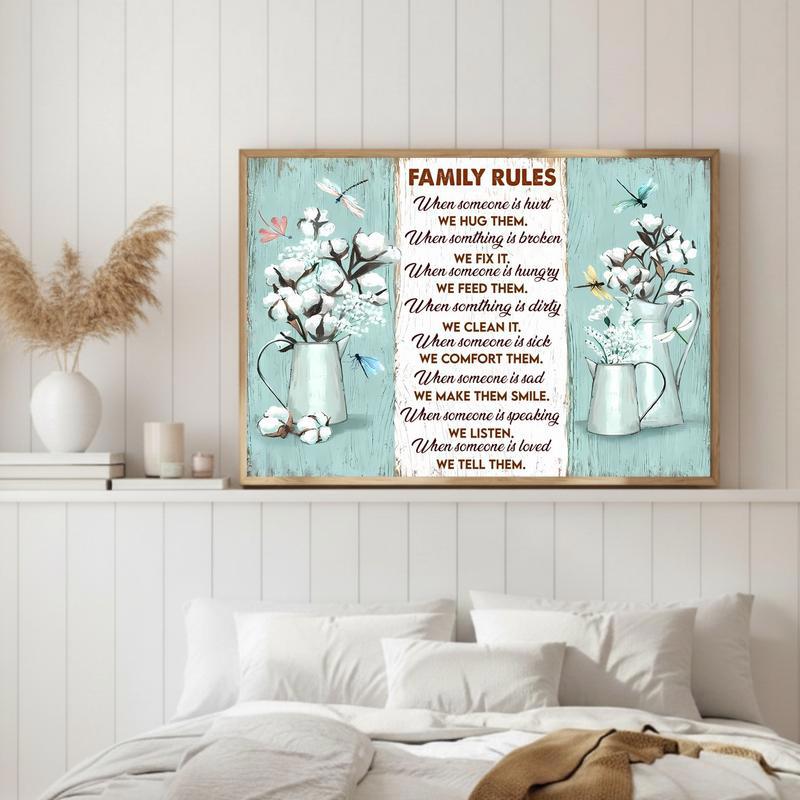 Principles & Dragonflies Inspirational Family Rules Wall Art