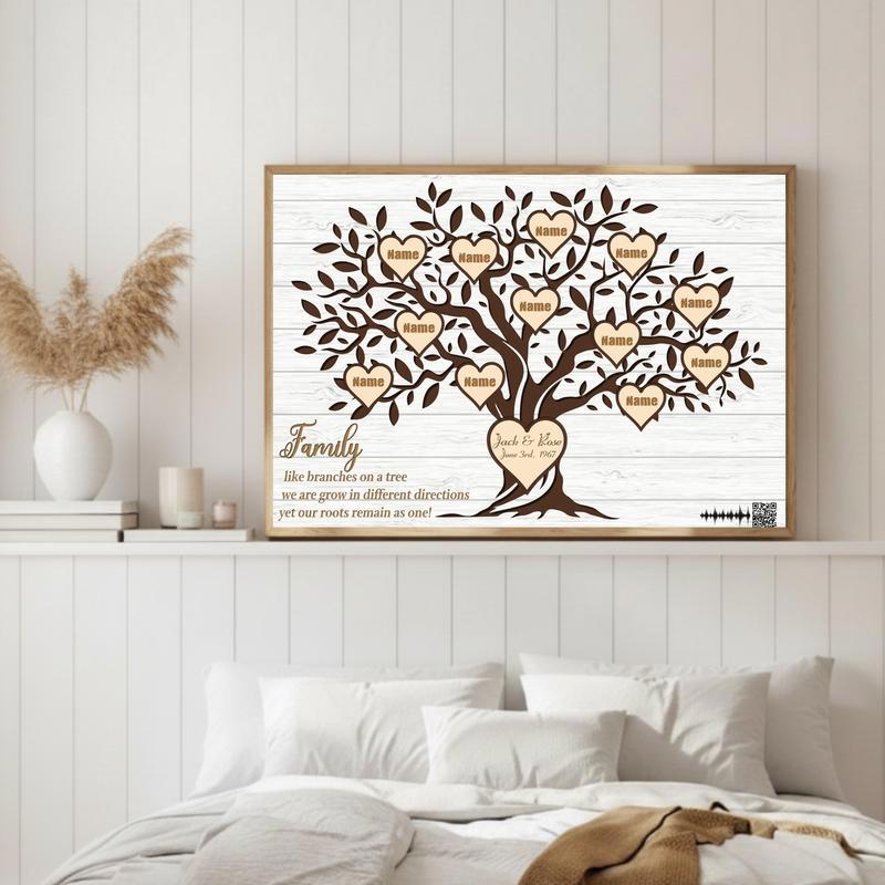 Personalized Family Love Rustic Canvas - Family Tree Story Art