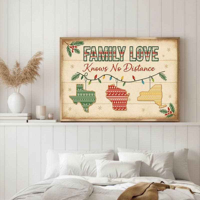 Family Love Knows No Distance - Custom Long Distance Xmas Canvas