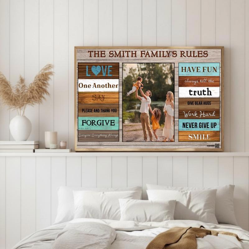 Home's Values Custom Family Rule Wall Art Canvas