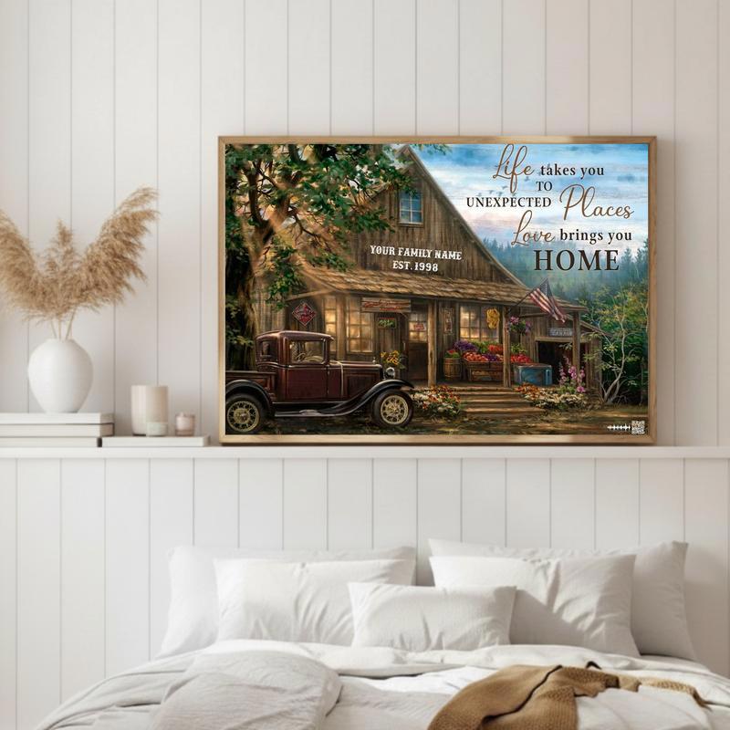 Unexpected Places Map Art Custom Family Name Canvas