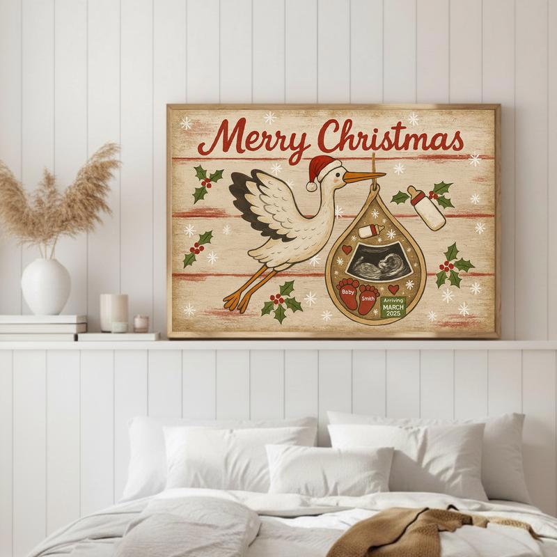 First Christmas Baby Announcement Ultrasound Keepsake Canvas