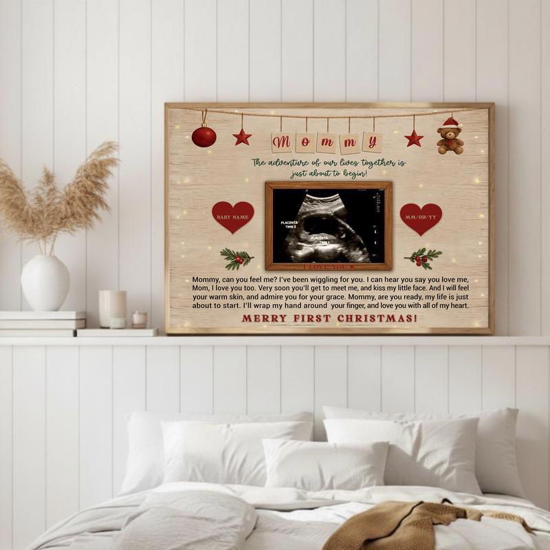 First Christmas Mommy Ultrasound Photo Keepsake Canvas