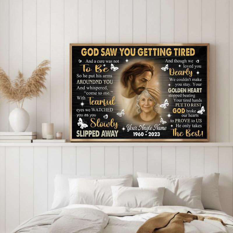 Forever Loved Safe In Jesus' Arms Dad Mom Memorial Canvas