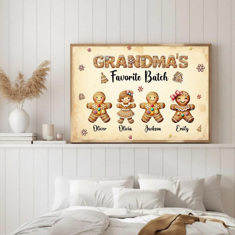 Gingerbread Family Wall Art - Custom Grandma Christmas Canvas