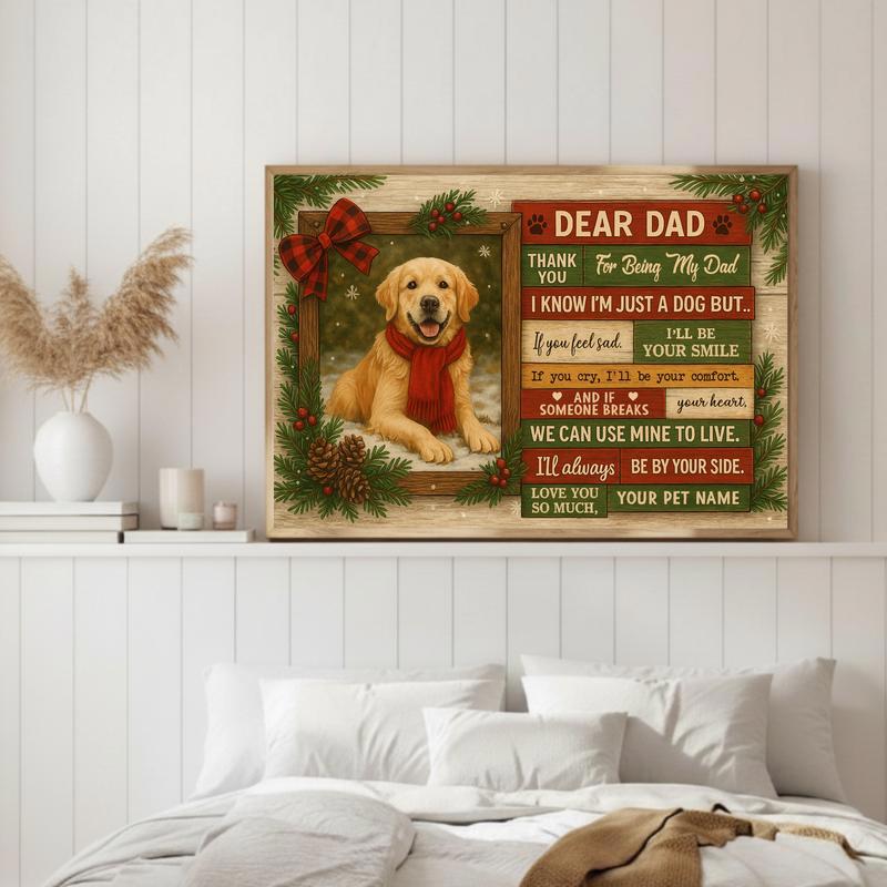 Heartfelt Custom Fall Dog Portrait Gift For Dog Dad Canvas