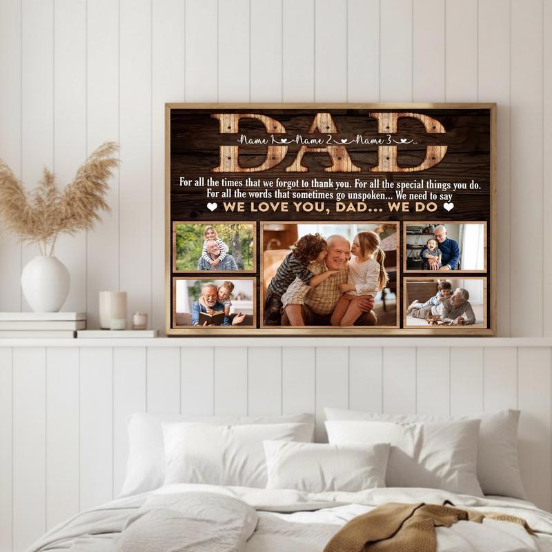 Dad's 5-Photo Christmas Keepsake Personalized Canvas Gift