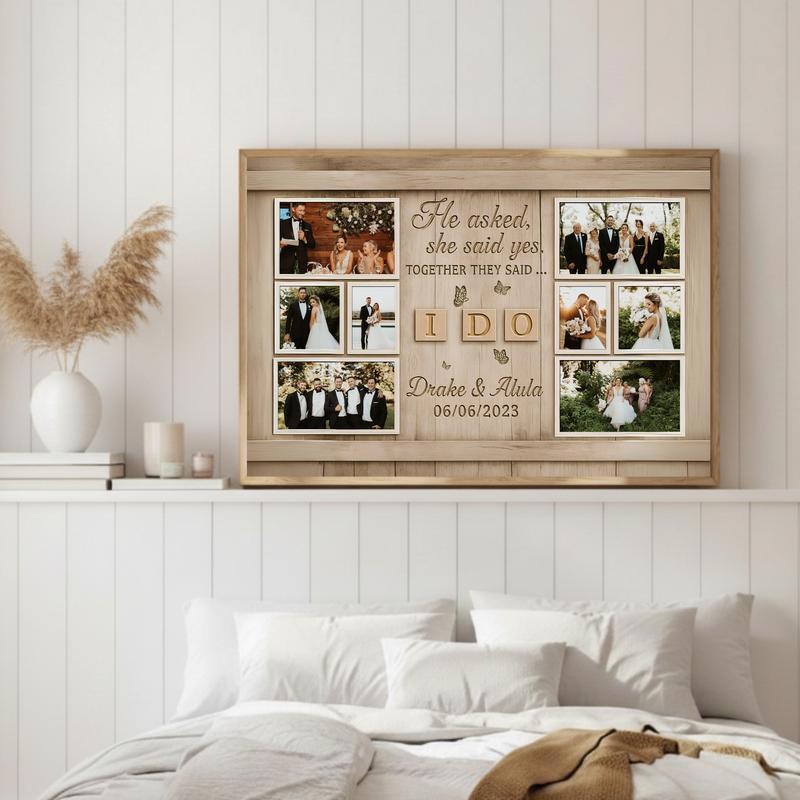 "I Do" Custom Photo Collage - Personalized Newlywed Canvas