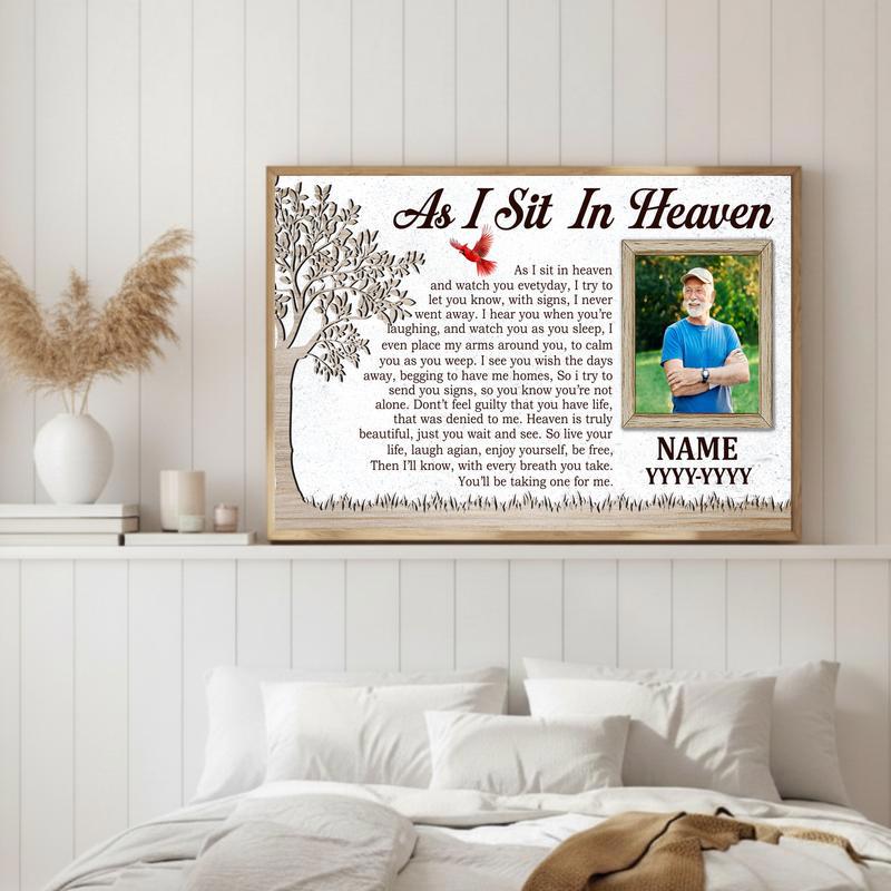 Loved One Memorial Keepsake - Heaven Poem & Custom Photo Canvas