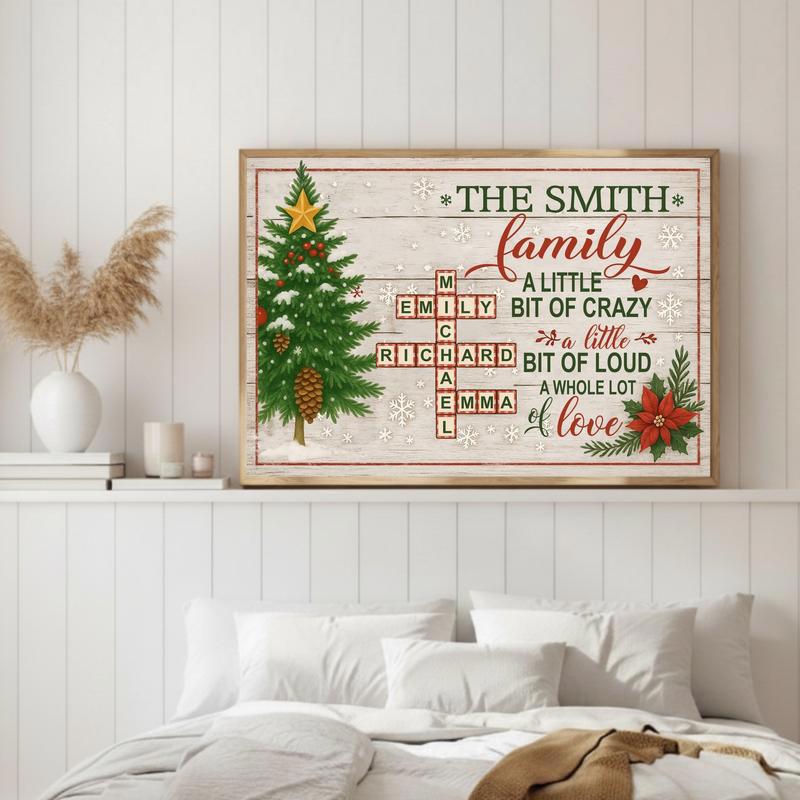 Meaningful Christmas Gift - Custom Family Name Crossword Canvas