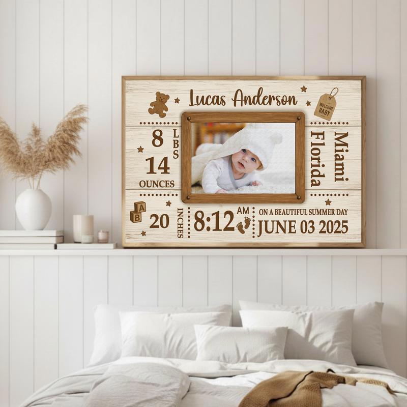 Milestone Baby Canvas - Personalized Newborn Gift Photo Frame