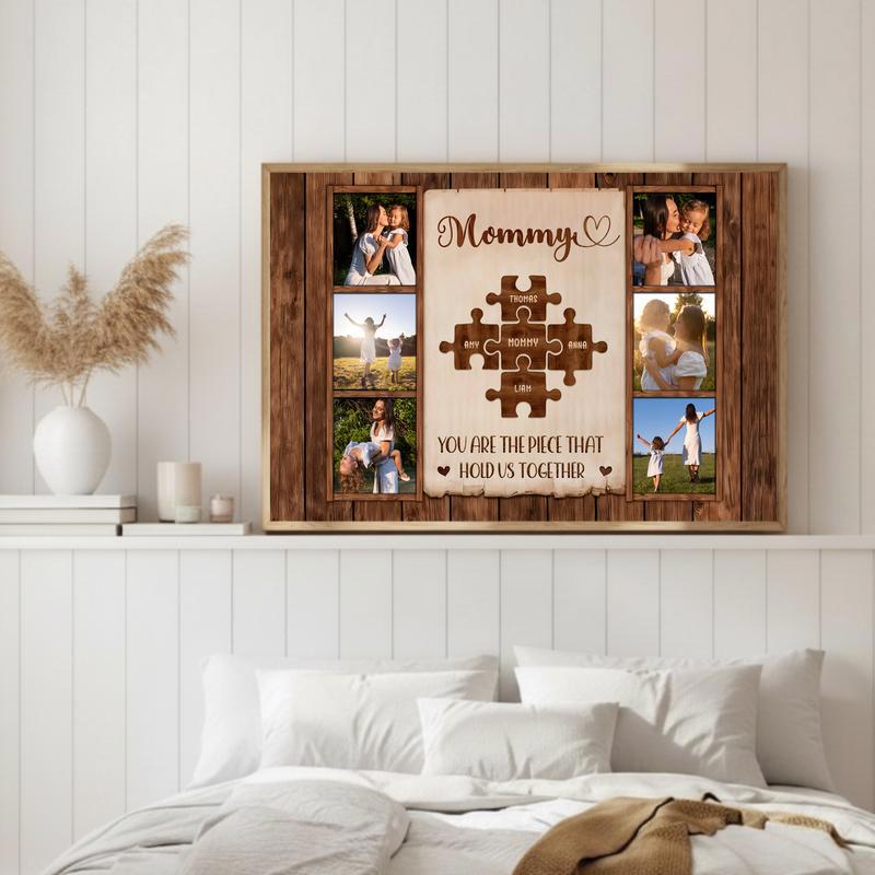 Mom's Love Connects Us Custom Photo Canvas Wall Art