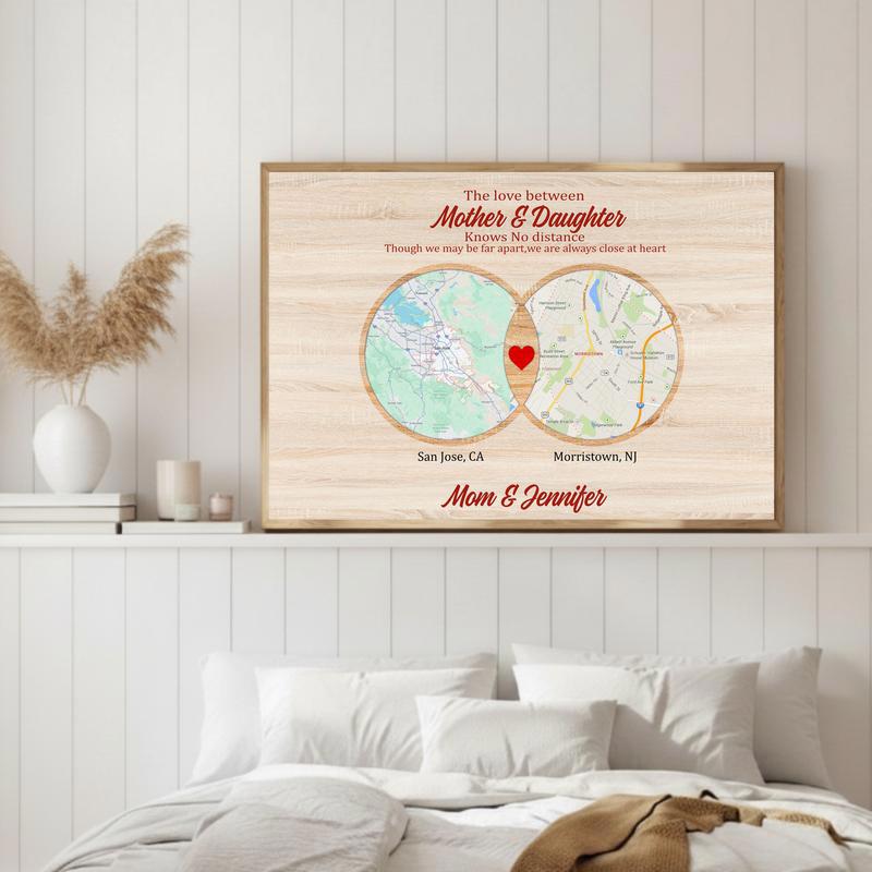 Mother Daughter Bond - Custom Long Distance Map Keepsake Canvas