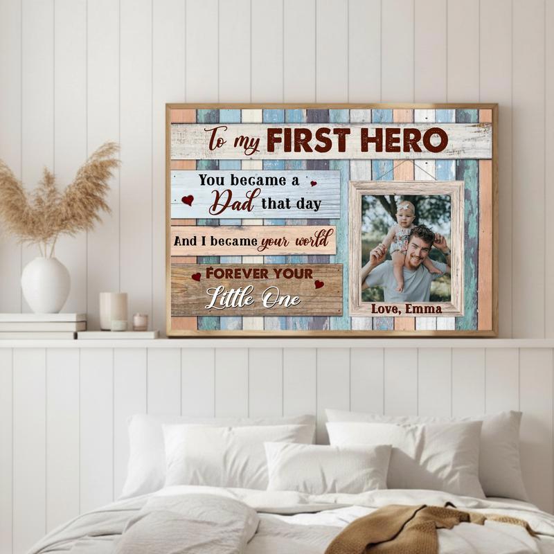 My First Hero Gift - Personalized Father Daughter Canvas
