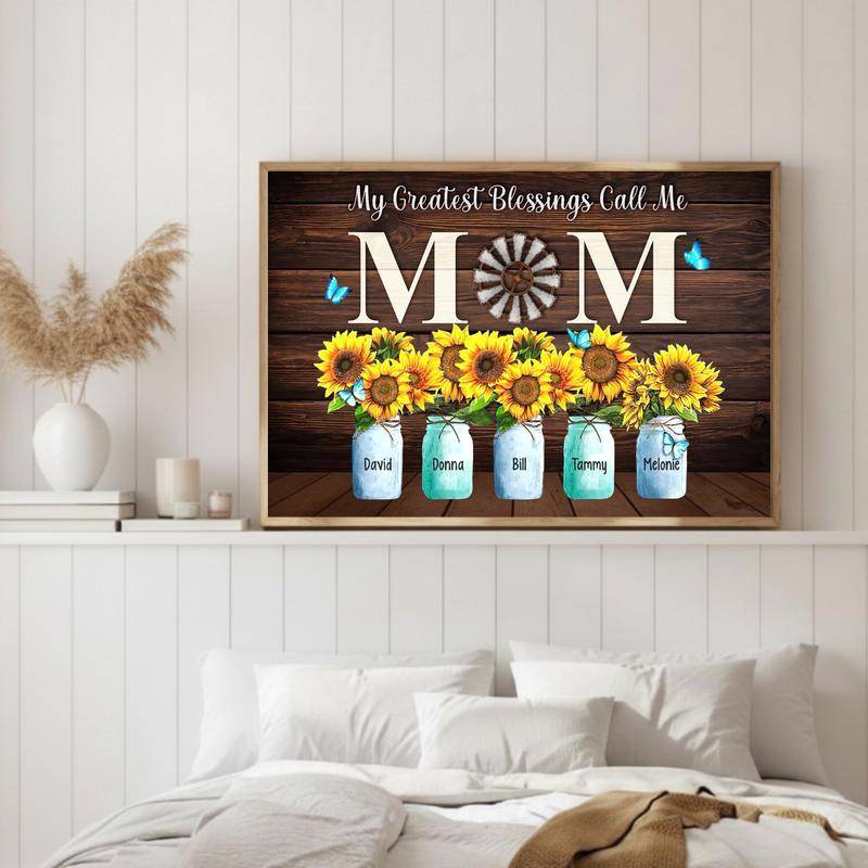 Custom Sunflower Canvas Art My Greatest Blessings Call Me Mom