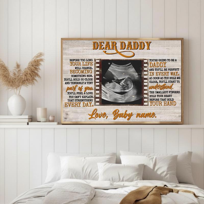 Daddy's First Glimpse Personalized Ultrasound Photo Canvas