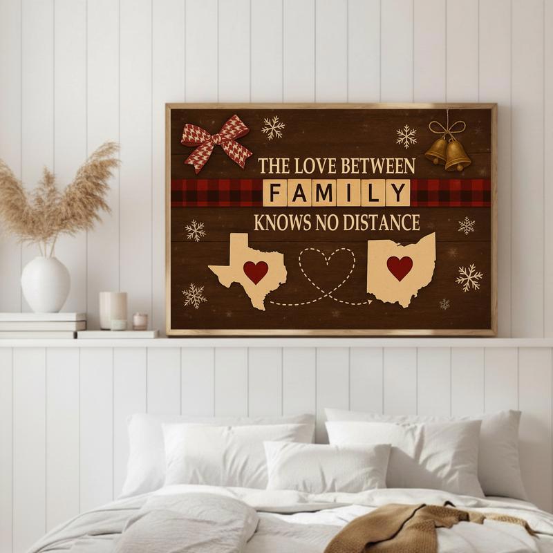 Our Hearts Connect - Custom Long Distance Christmas Gift Canvas