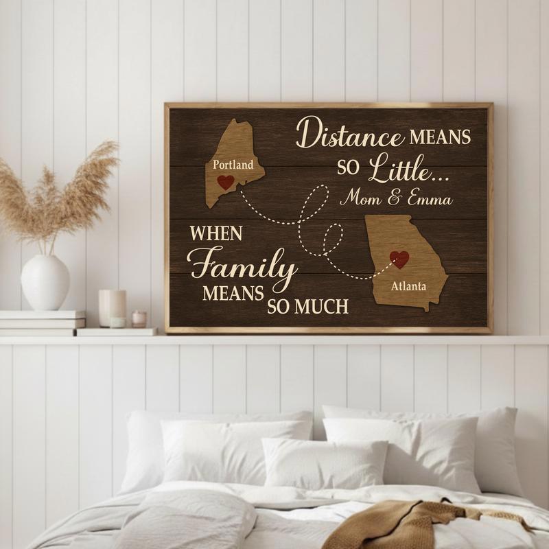 Our Hearts Connect - Custom Long Distance Family Map Canvas
