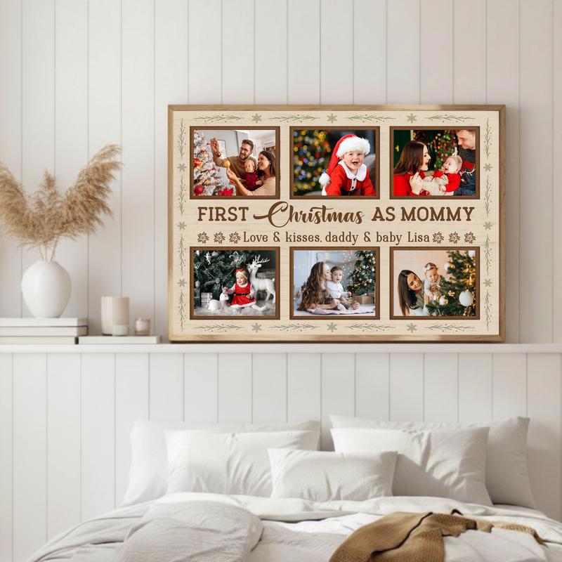 Personalized First Christmas As Mommy Canvas - New Mom Keepsake