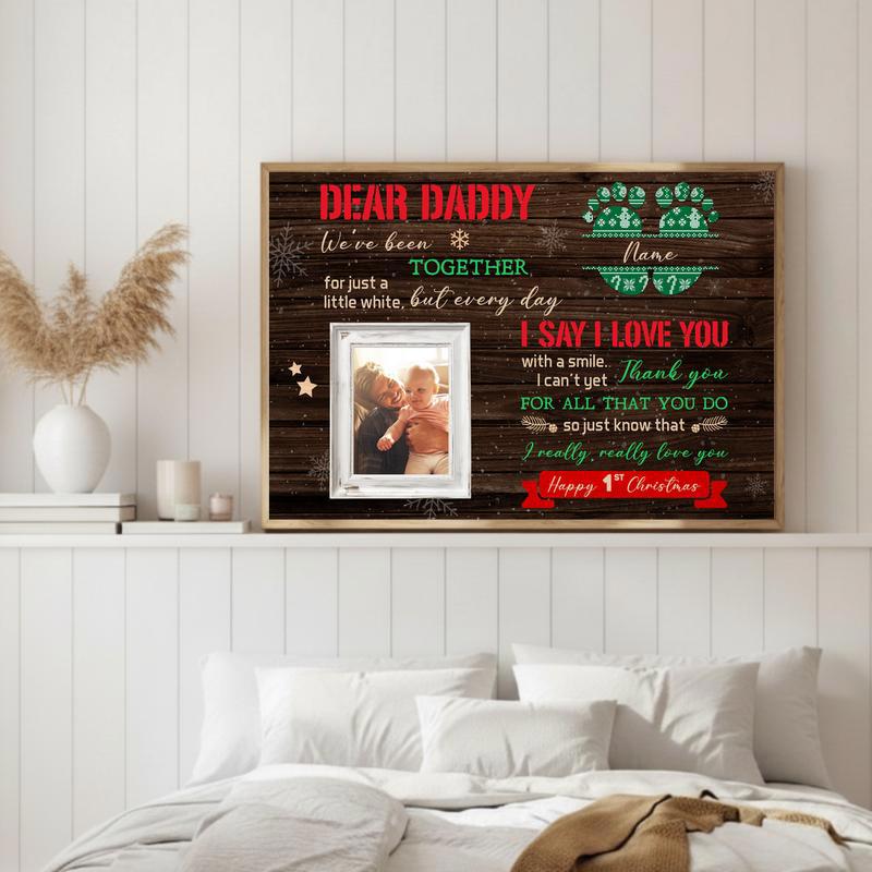 Personalized First Christmas Gift From Baby To Dad Canvas