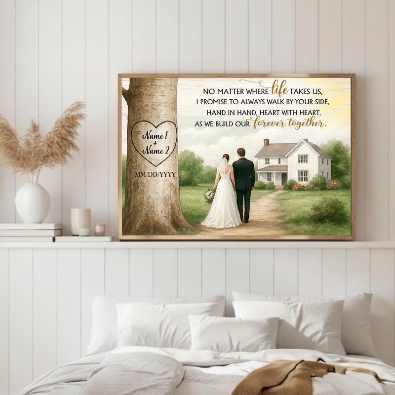 Personalized Tree Carved Heart - Forever Together Wedding Canvas