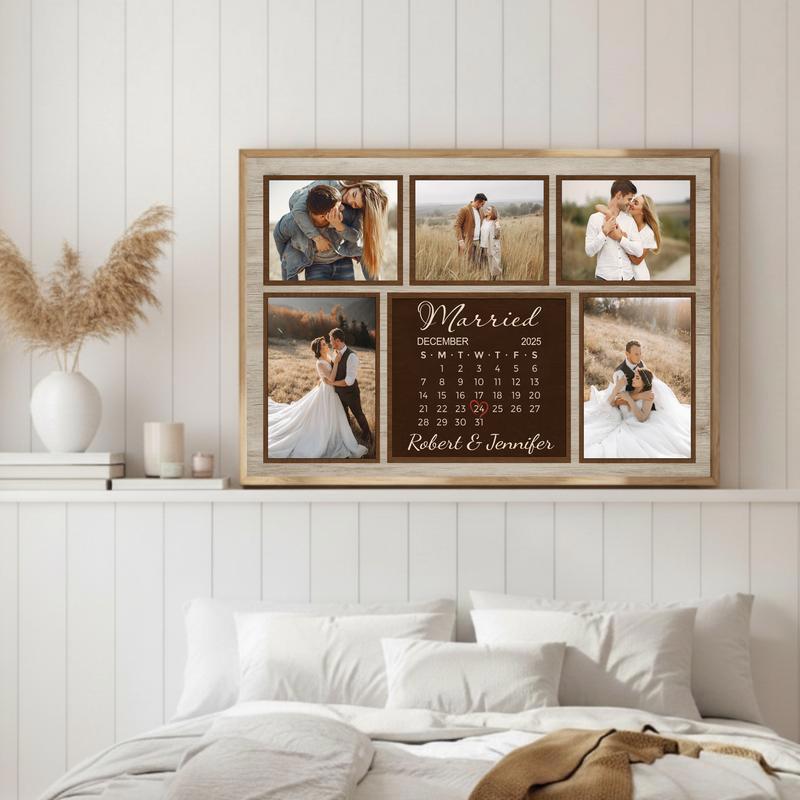 Personalized Wedding Calendar Photo Collage For Anniversaries Canvas