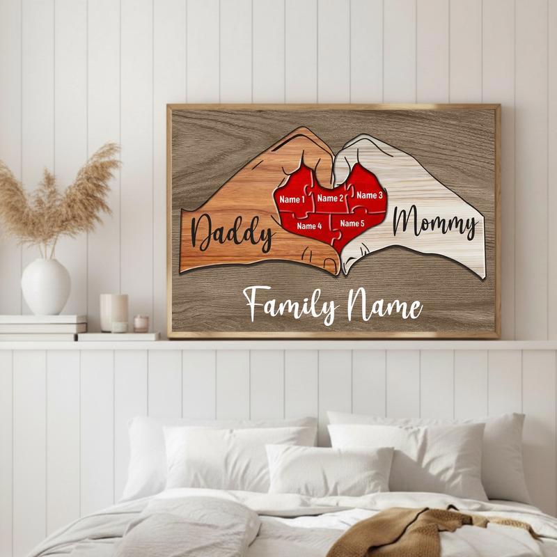 Custom Wooden Puzzle Canvas Heartfelt Family Bond Keepsake