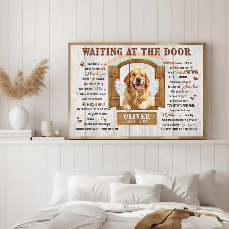 Pet Loss Personalized Art - "Waiting At The Door" Memorial Canvas